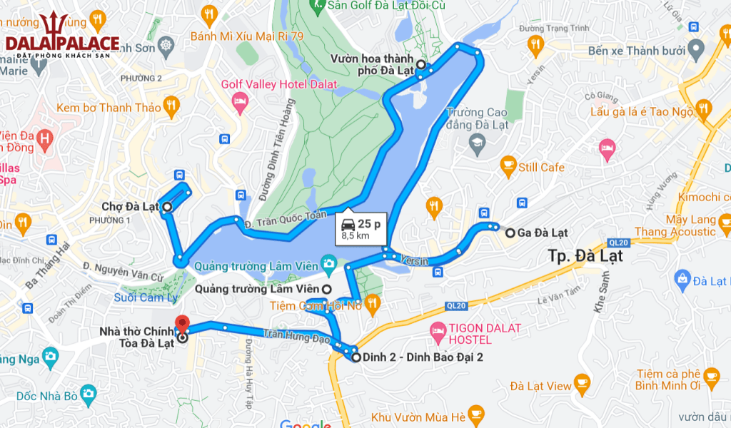 Bản đồ du lịch khu vực trung tâm Thành phố Đà Lạt