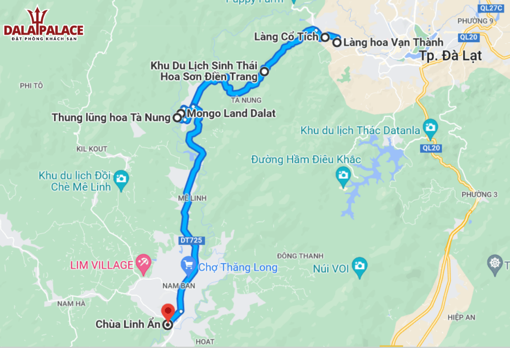Bản đồ du lịch theo hướng đèo Tà Nung